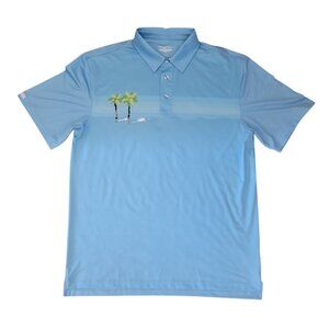 Straight Down XL Light Blue Golf Polo Shirt w/ Palm Tree Design Men's Sz XL